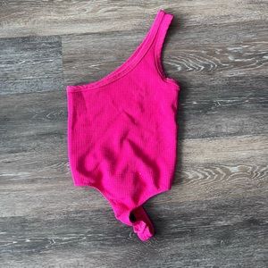 Pink One Shoulder Bodysuit
